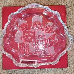 Celebrations by Mikasa Crystal Candy Christmas Bowl Dish Carolers Collec…